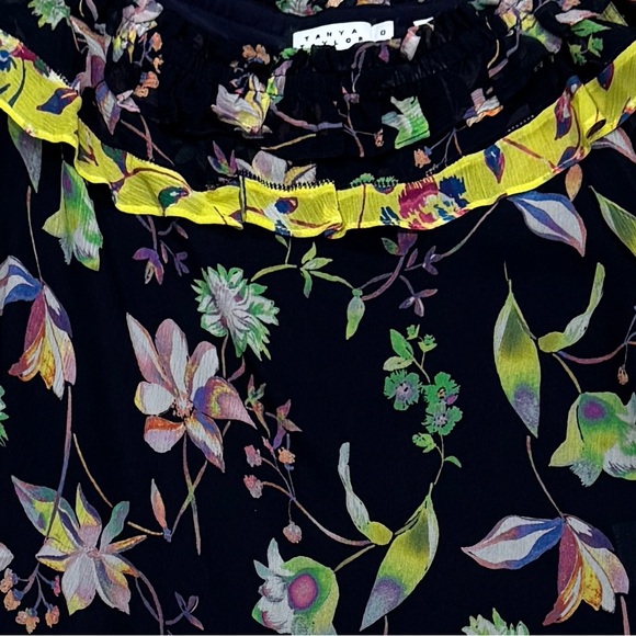 New Tanya Taylor Violet Garden-Print Off-The-Shoulder Silk Top, Size 0 - Picture 7 of 15